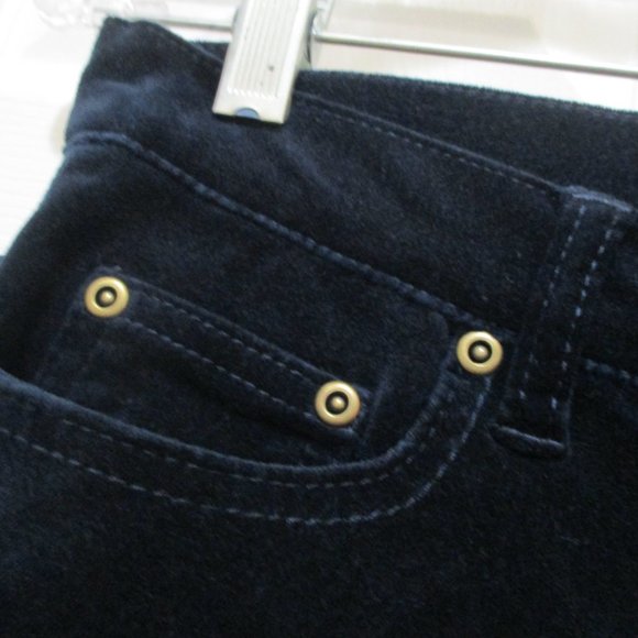 Stretch Velvet Pants sz 2 Petite Dark Blue Straight Leg 5 Pocket - Picture 5 of 9